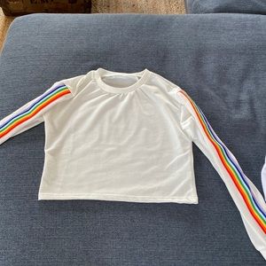 An adorable neon rainbow crop women small